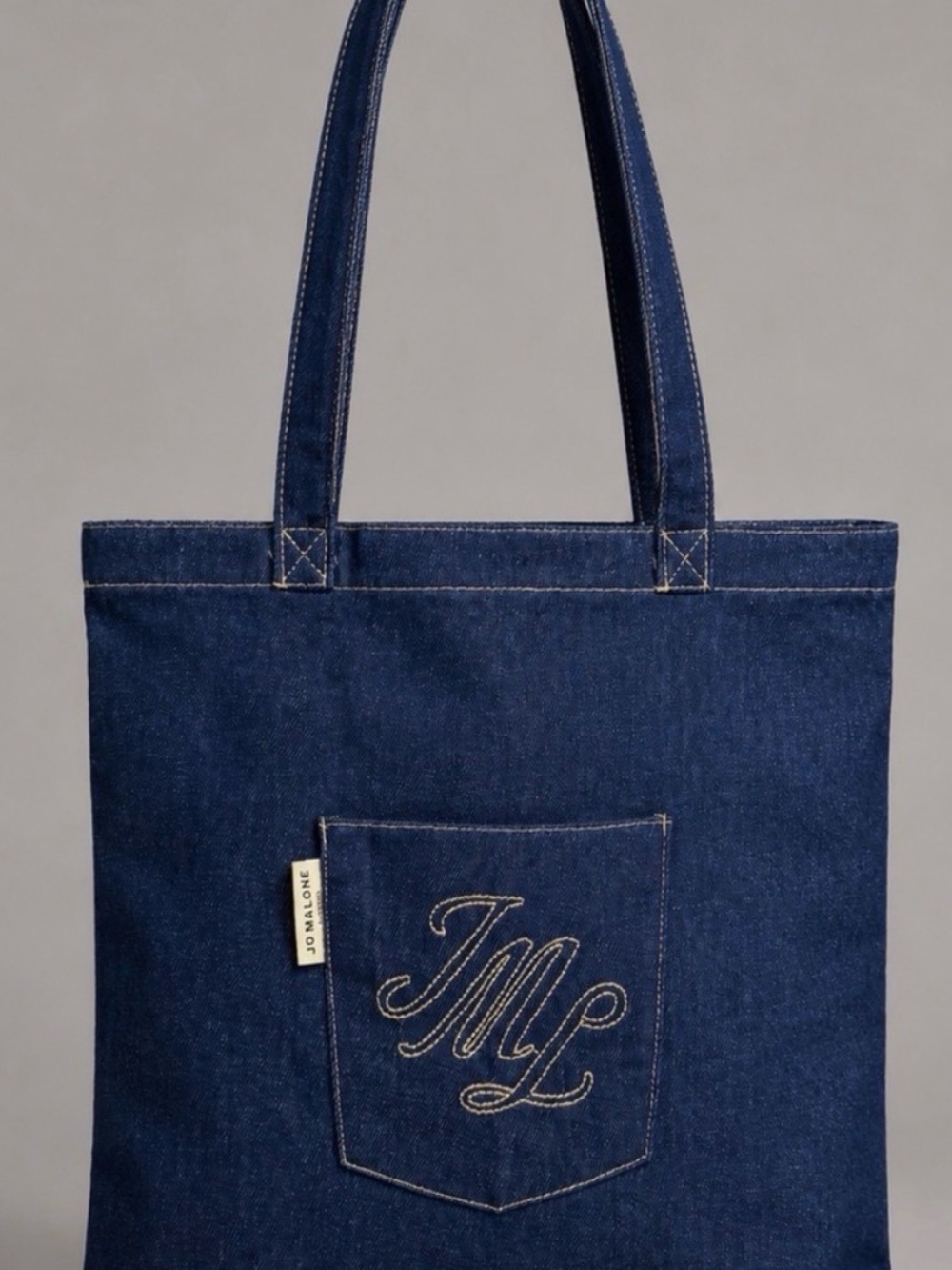 Jo Malone Dark Blue Denim Tote with Monogram Pocket